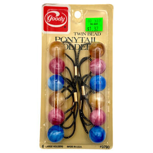 Vintage Goody Twin Bead Ponytail Holders #9790 Set of 6 Large Balls Sealed NIP